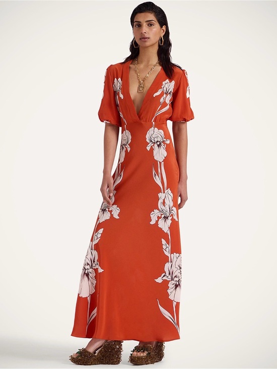 LA DoubleJ Dresses & Skirts - La DoubleJ Marlene Iris Placée Silk Orange Maxi Dress in Medium